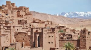 Ait Ben Haddou ksar with the snowy High Atlas behind - 10 days in morocco from marrakech