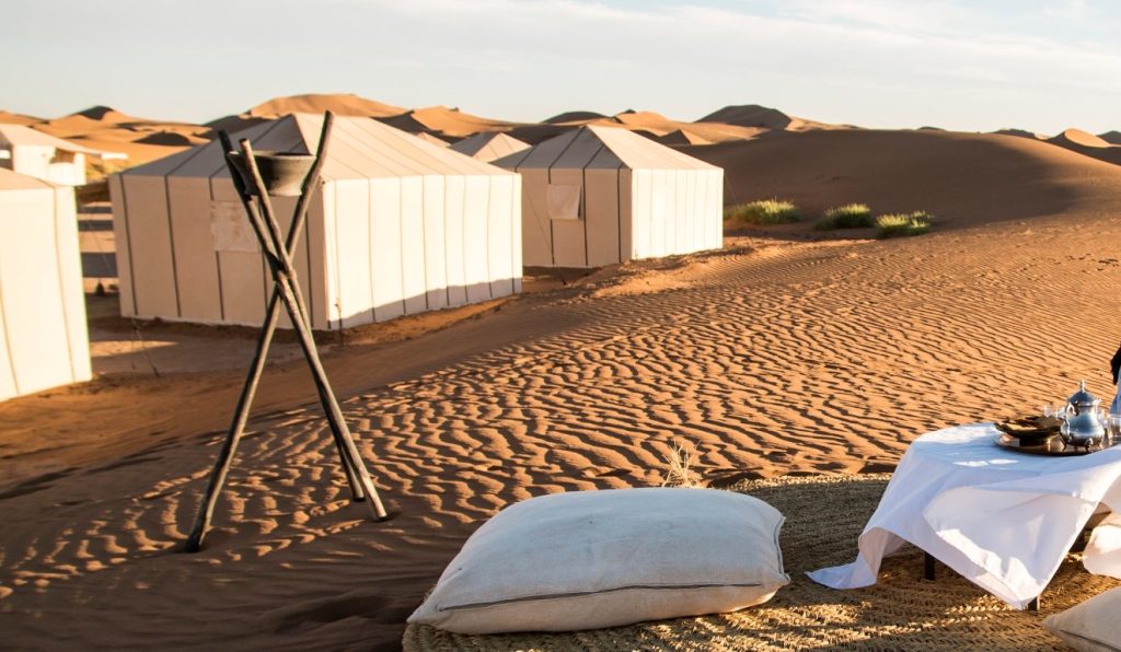 Luxury desert camp on the 5 day tour from Fes to Marrakech