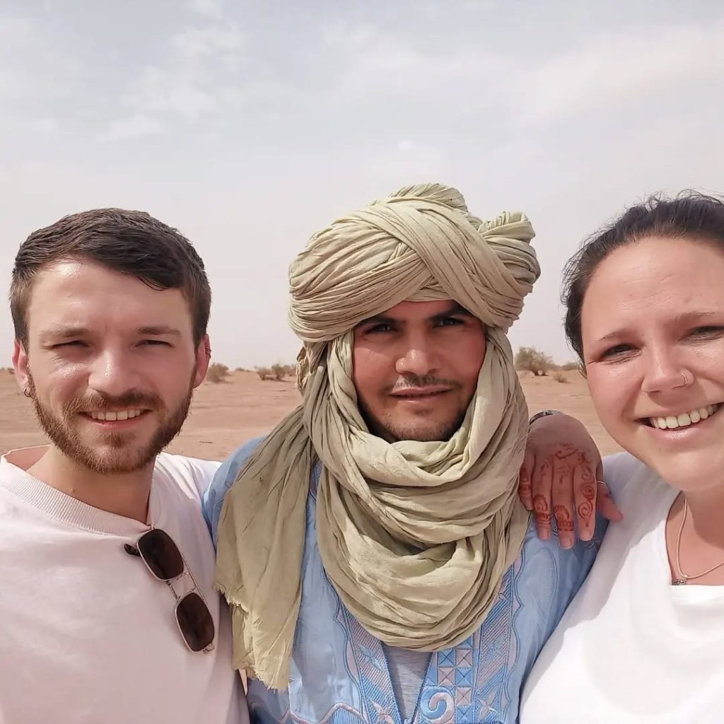 Travellers with their Berber guide on the 5 day Morocco itinerary from Marrakech