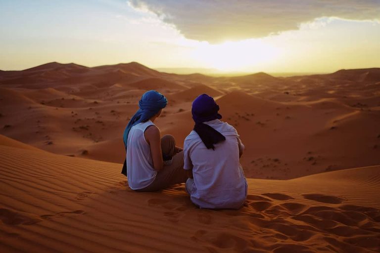 Sunset over the Erg Chebbi sand dunes near Merzouga