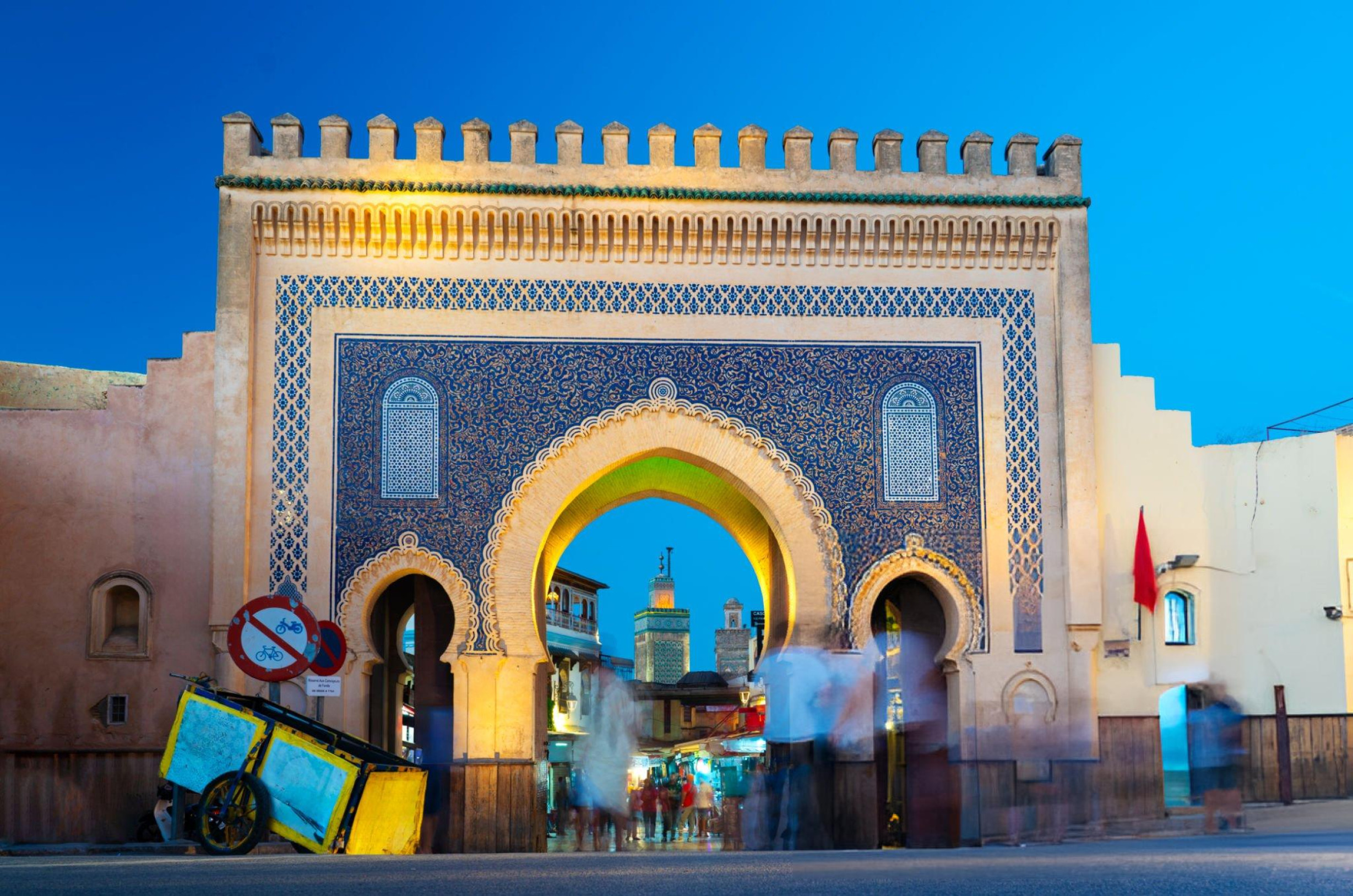 The Blue Gate in Fes, Morocco stock photo